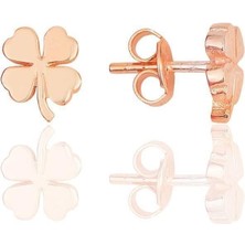 Normadia Gümüş Rose Üç Boyutlu Dört Yapraklı Yonca Küpe, Şık ve Zarif Tasarım