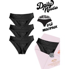 Daily Nuuds Günlük Kesim Kadın Iç Çamaşırı (Xs–xl Tek Beden) – Siyah (Bare Black) | 3’lü Multipack