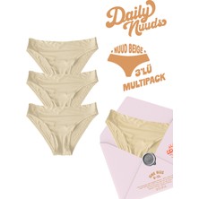 Daily Nuuds Günlük Kesim Kadın Iç Çamaşırı (Xs–xl Tek Beden) – Bej (Nuud Beige) | 3’lü Multipack
