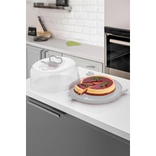 Delixa L-00501 Caramel Kilitli Kapaklı Kek Pasta Saklama Taşıma Kabı - Kek Fanusu Gri