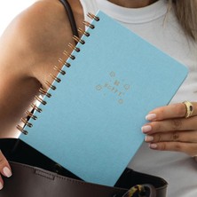 Delixa Paperora A5 Spiralli Sert Kapak Keten Düz Çizgisiz Tarihsiz Not Defteri Mavi