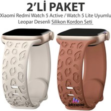 Dexmon Xiaomi Redmi Watch 5 Active / Watch 5 Lite Uyumlu Leopard Desenli 2'li Paket Silikon Kordon Seti