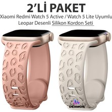 Dexmon Xiaomi Redmi Watch 5 Active / Watch 5 Lite Uyumlu Leopard Desenli 2'li Paket Silikon Kordon Seti