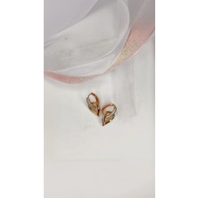 Solène Valentin Zirkon Taşlı Kalp Tasarım Rose Gold Çelik Küpe