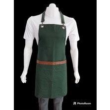 Yeşil Cep ve Deri Detaylı Boydan Önlük