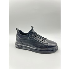 Santorino Ayakkabı Erkek Hakiki Deri Siyah Antik Siyah Iguana Baskılı Microlayht Taban Ğünlük Klasik Ayakkabı