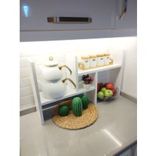 Alfimo Mobilya Calipso Ayarlanabilir Tezgah Üstü Düzenleyici Raf Baharatlık Mutfak Rafı Beyaz