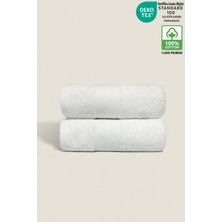 Ellaline 2'li Havlu Seti %100 Pamuk Sertifikalı, Ultra Emici, Yumuşak Havlu Takımı Elmas Desen Bordür 50X80CM