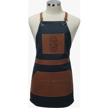 Mavi Gold Deri Detaylı Boydan Antik Iş Önlüğü