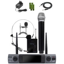 Westa WM-202HT Çift Telsiz Mikrofon Seti 1 El + 1 Yaka/headset Kablosuz Mikrofon