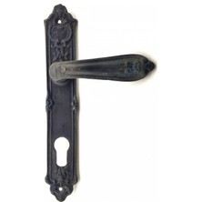 Marsilyan Antika Tarz Dekoratif Pirinç Çiçekli Oda Kapı Kolu - 240X40 Mm, Oksit