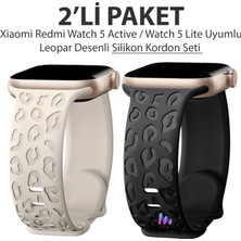 Dexmon Xiaomi Redmi Watch 5 Active / Watch 5 Lite Uyumlu Leopard Desenli 2'li Paket Silikon Kordon Seti