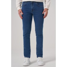 Morven  Erkek A. Mavi Denim 5 Cep Slim Fit Jean Kot Pantolon