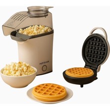 Nutricook Popcorn Makinesi ve Waffle Makinesi Bej Set