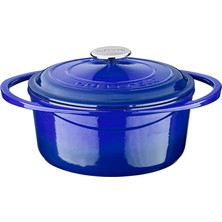 Delixa Metal Heritage Serisi - Döküm Tencere, Yuvarlak, 24 Cm, Mavi