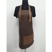 Kahverengi Deri Cep Detaylı Boydan Antik Iş Önlüğü