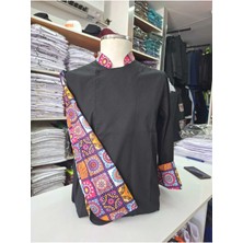 Siyah Renkli Kol Desenli Aşçı Ceketi