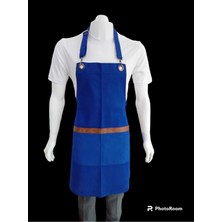 Lacivert Deri ve Cep Detaylı Boydan Önlük