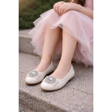 Vuddy 26-35 Numara Arası Üzeri Taşlı Babet - Beyaz