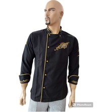 Siyaha Gold Nakışlı Aşçı Ceketi