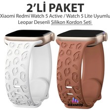 Dexmon Xiaomi Redmi Watch 5 Active / Watch 5 Lite Uyumlu Leopard Desenli 2'li Paket Silikon Kordon Seti
