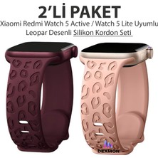 Dexmon Xiaomi Redmi Watch 5 Active / Watch 5 Lite Uyumlu Leopard Desenli 2'li Paket Silikon Kordon Seti