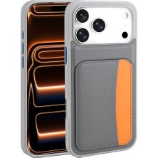 Case 4u Apple  Iphone 17 Pro Max Kılıf Kartlıklı  X-Kart Silikon Kapak Koyu Gri