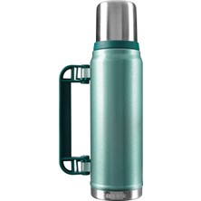 S-Link SL-TM13 Yeşil Kumlama Boya 750ML Iç 304 Dış 201 Sert Plastik Kulp ve Portatif Paslanmaz Çelik Termos Kupa