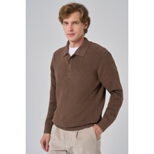Morven  Erkek Kahve Trend Polo Yaka Dynamic Fit Rahat Kesim Triko