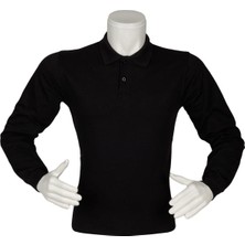 Siyah Poloyaka Uzun Kol 2iplik Üst