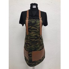 Kamulaj Desenli Deri Cep Detaylı Boydan Iş Önlüğü