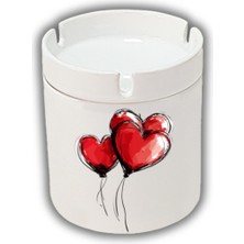 Hediyara Kalp Şeklinde Balon Baskılı Küllük Kül Tablası Doğum Günü Hediyesi