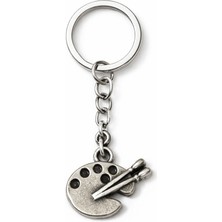 Herşey Nota Palet ve Fırça Figürlü Ince Formlu Metal Anahtarlık