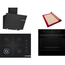 Bosch Siyah 3 Lü Ankastre Set 546 ( HUA736EA0T - POH7C6P31O - DWK67PJ60T  ) 67CM Wok Bek Ocak - Buhar Destekli Fırın - Pişirme Matı ile