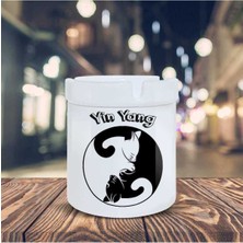 Hediyara Yin Yang Denge Sembolü Baskılı Küllük Seramik Kül Tablası-17642