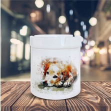 Hediyara Sevimli Golden Cinsi Köpek Baskılı Küllük Seramik Şık Küllük