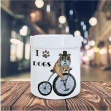 Hediyara Sevimli Cambaz Köpek Baskılı Küllük Seramik Kül Tablası-5154