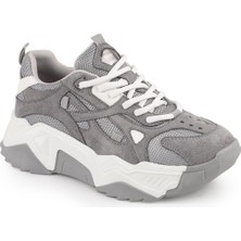 LBR Libero L083.65137 Gri Hakiki Deri Kadın Sneaker Yüksek Tabanlı Rahat Spor Ayakkabı