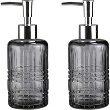 Delixa Banyo Seti Cam Sıvı Sabunluk 2 Adet,kristal Desenli Gri 300ML 6,8X17,6CM