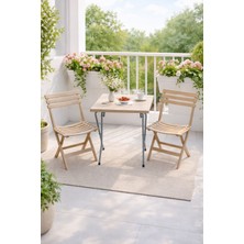 Alezy Crn Katlanabilir Plastik Masa Sandalye Takımı - Balkon, Bahçe ve Teras Için Az Yer Kaplayan Set