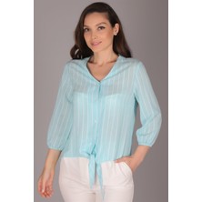 Sweetness Kadın Turkuaz Önü Bağlamalı Gömlek