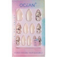 Delixa Ocean Takma Tırnak, Badem, Plastik, 12LI, Kendinden Yapışkanlı