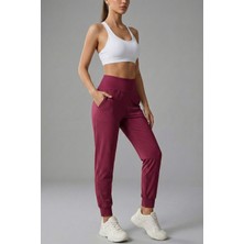 Genius Store Kadın Eşofman Yüksek Bel Jogger Scuba Kumaş Cepli Rahat Kesim Jogger Eşofman Altı
