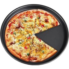 abnturk 36CM Alüminyum Granit® Pizza Tavası Yapıştırmaz Sığ Kenar Dünyanın Eniyi Pizza Pişirme Fırın Tepsisi