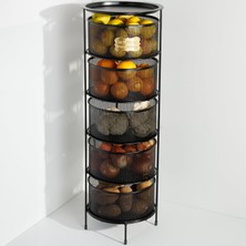 Delixa 5 Katlı Açılır Kapanır Paslanmaz Metal Sebzelik Yükseklik 94 cm -(Siyah)