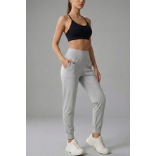 Genius Store Kadın Eşofman Yüksek Bel Jogger Scuba Kumaş Cepli Rahat Kesim Jogger Eşofman Altı