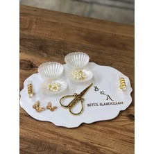 Masalsı Concept Kelebek Süslemeli Pleksi Söz Tepsisi Nişan Tepsisi Kız Isteme Tepsisi Yüzüklük Makas