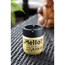 Akıllı Durak Cam Kokusuz Küllük 425 cc Hello Desenli Sarı (491)
