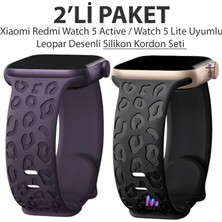 Dexmon Xiaomi Redmi Watch 5 Active / Watch 5 Lite Uyumlu Leopard Desenli 2'li Paket Silikon Kordon Seti