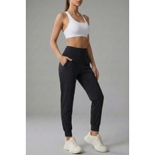 Genius Store Kadın Eşofman Yüksek Bel Jogger Scuba Kumaş Cepli Rahat Kesim Jogger Eşofman Altı